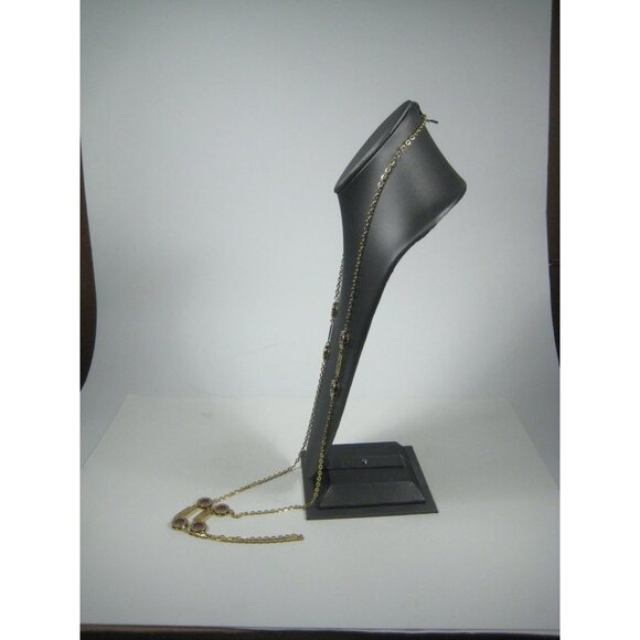 Goldtone Necklace Purple Plastic Stones Filigree Art Deco STYLE 55 inch - Picture 9 of 11